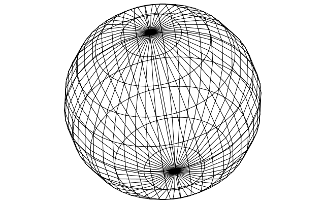 UV sphere generated by revolving a circle about an axis planar to itself
